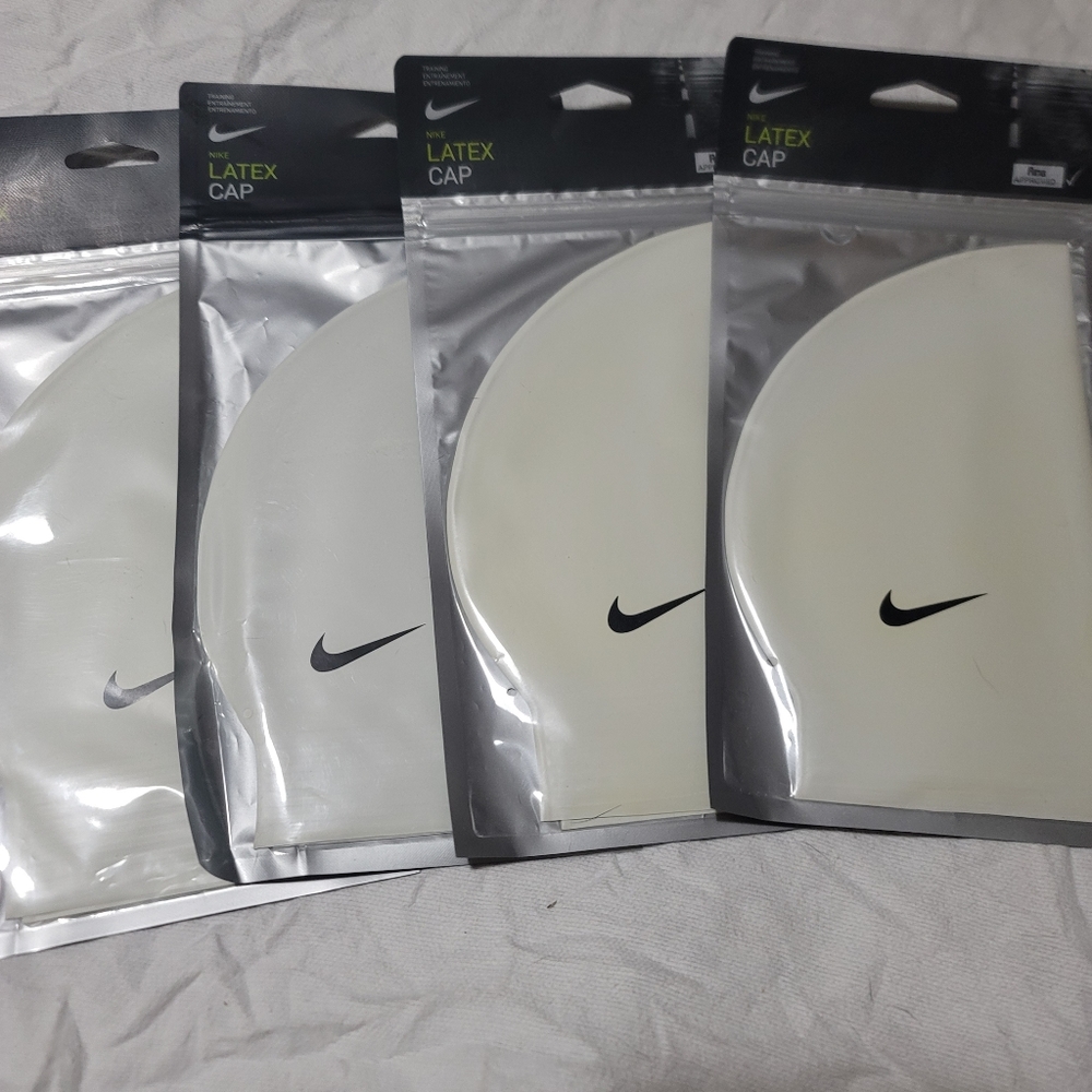 Nike White Latex Training Swim Cap Fina Approved